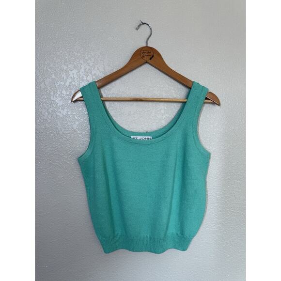 St. John Collection By Marie Gray Knit Tank Top Small Turquoise - Picture 1 of 2
